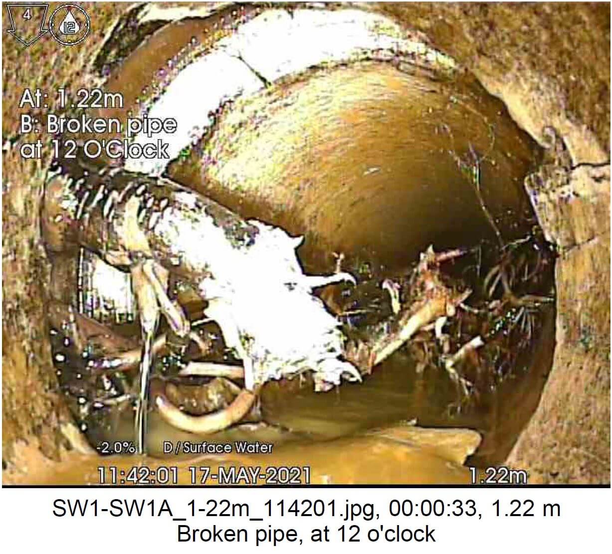 CCTV wastewater pipe inspection